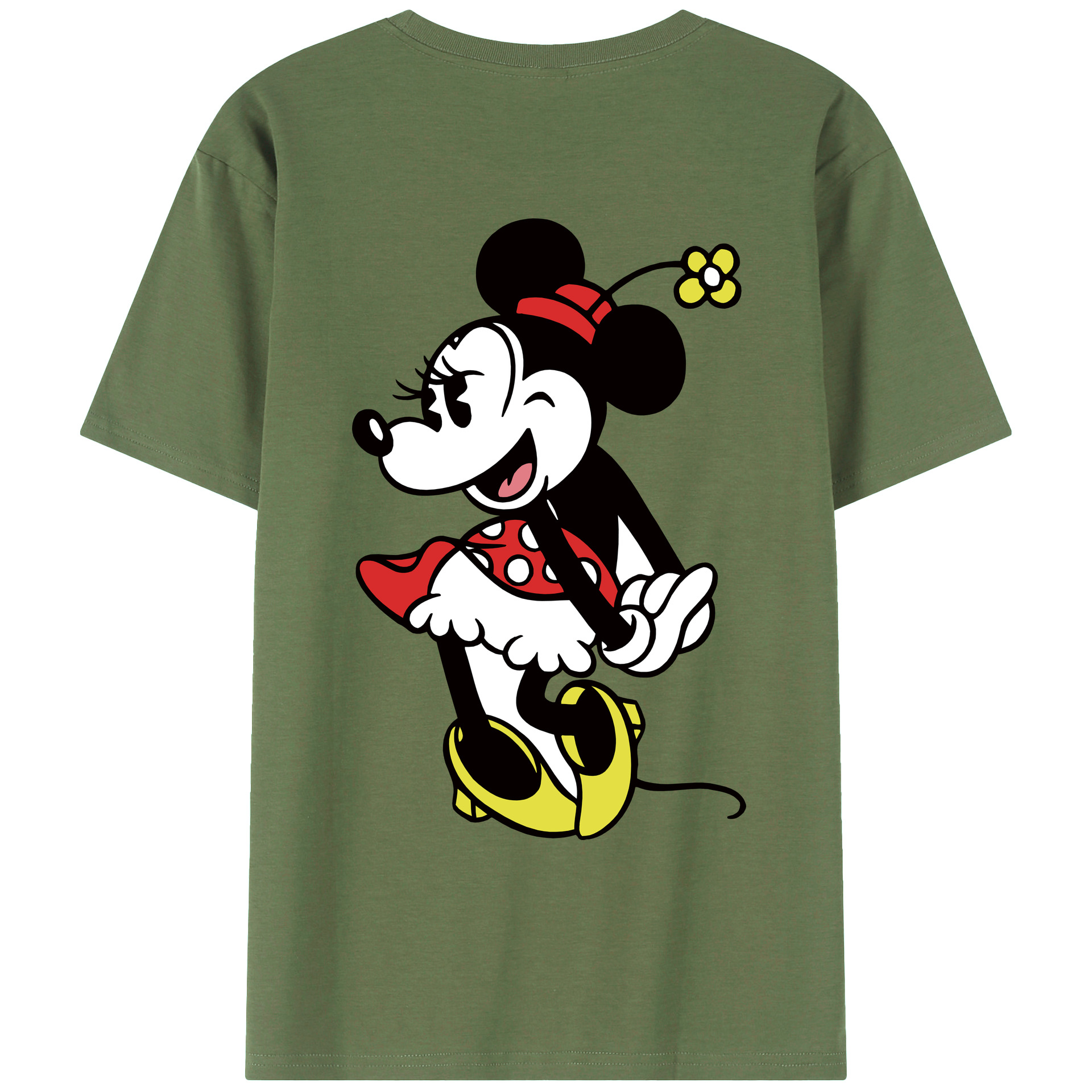 ミッキーマウス Mickey Mouse 綿100％ メンズ半袖Tシャツ（バックプリント） 通気性